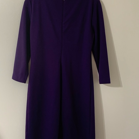 Calvin Klein Purple Dress 3/4 Sleeve Pleats - Picture 4 of 7